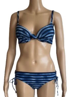 Coco Rave Blue Striped Push-Up Bikini Set - Size 32 A/B
